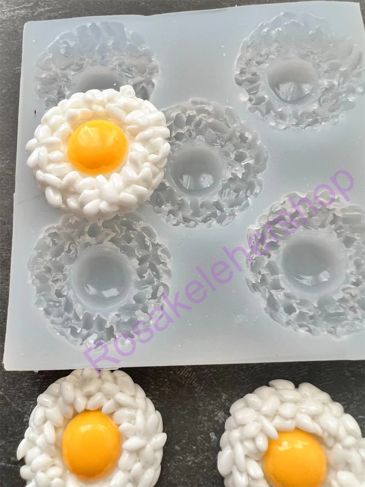 FRIED EGGS WITH RICE handmade silicone mold for crafts.
