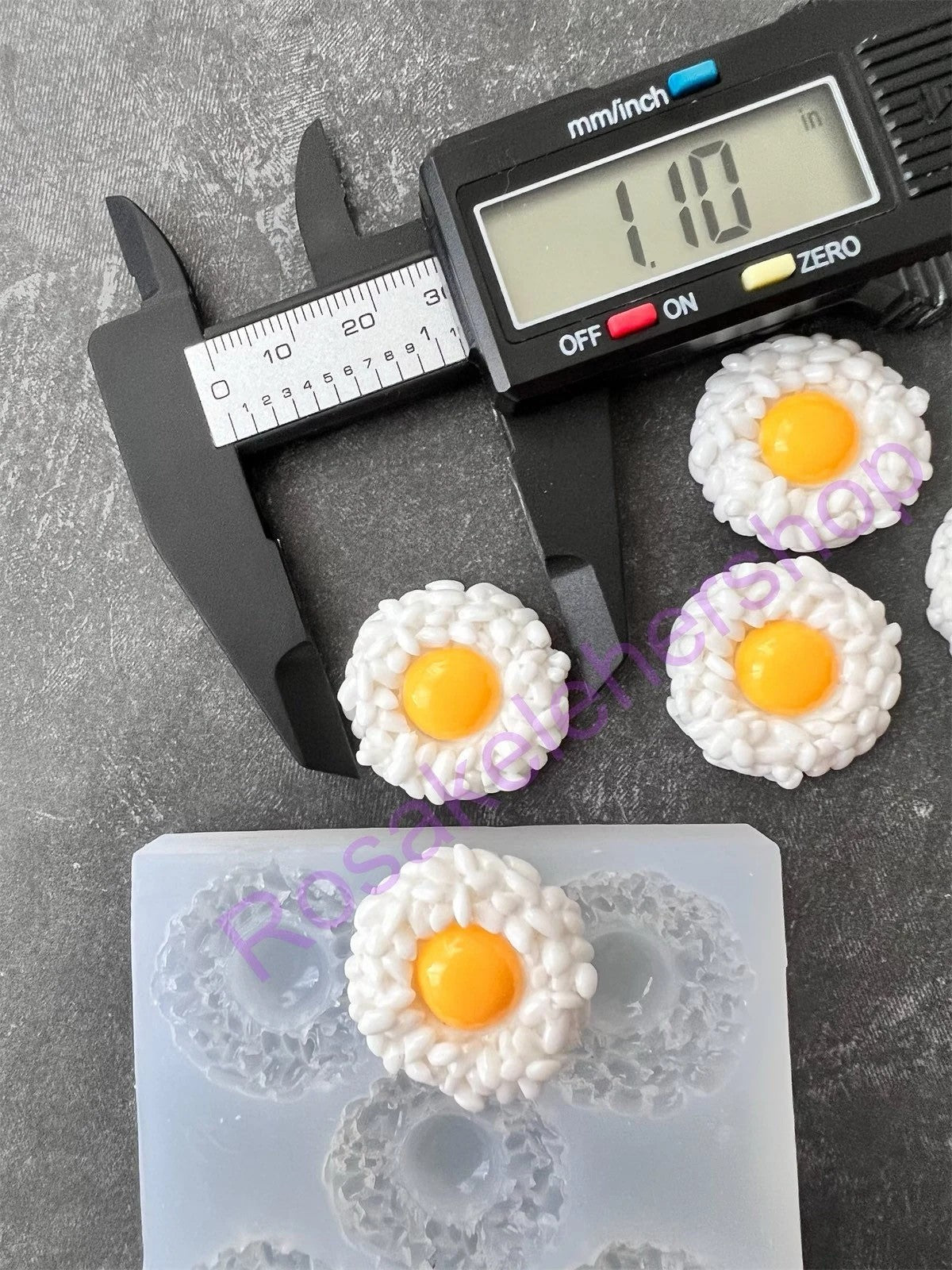 FRIED EGGS WITH RICE handmade silicone mold for crafts.