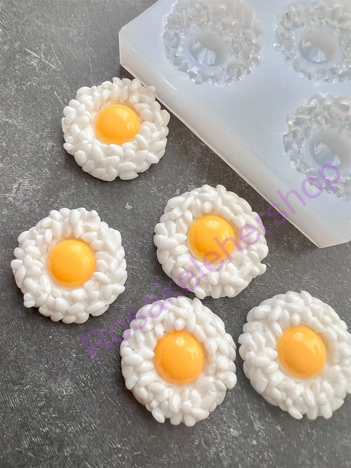 FRIED EGGS WITH RICE handmade silicone mold for crafts.