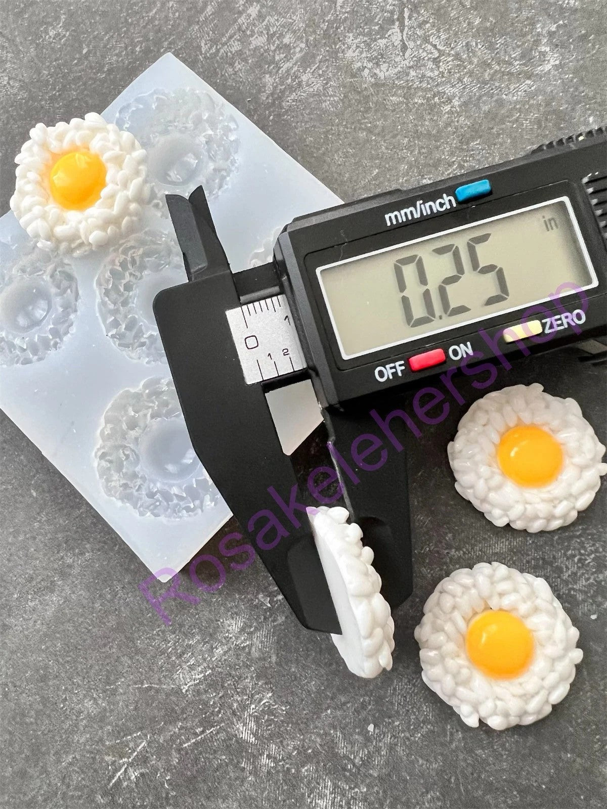 FRIED EGGS WITH RICE handmade silicone mold for crafts.