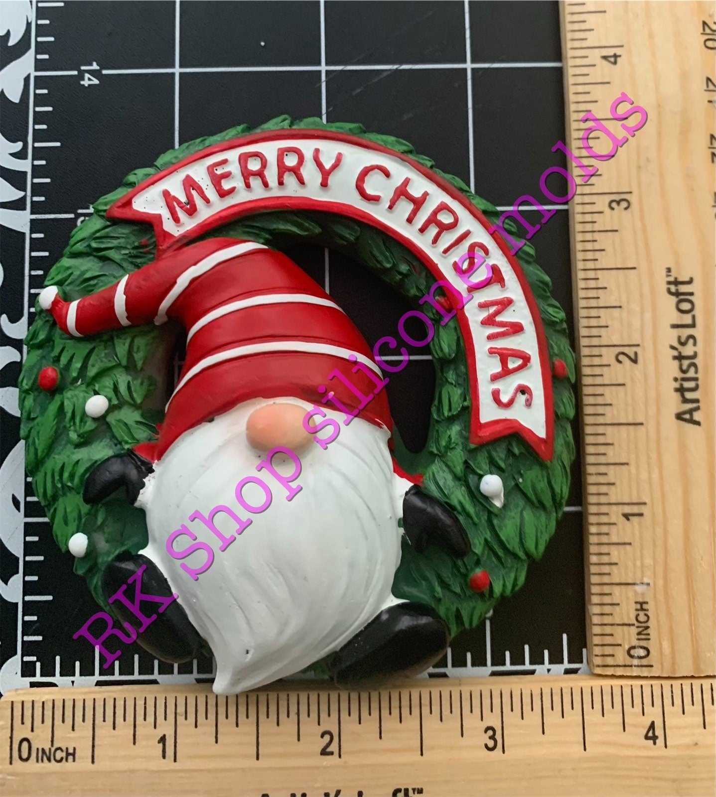 Gnome Christmas wreath silicone mold