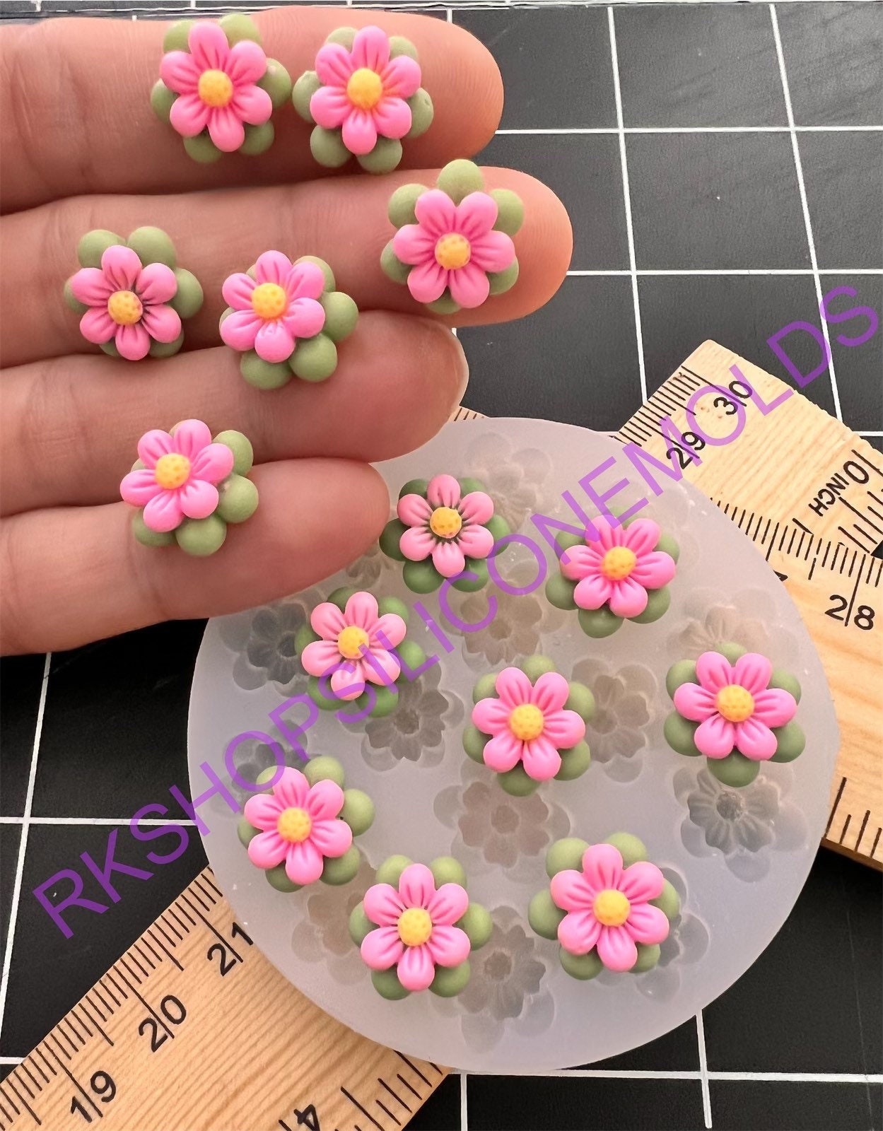 Flowers handmade silicone mold for all craft projects.