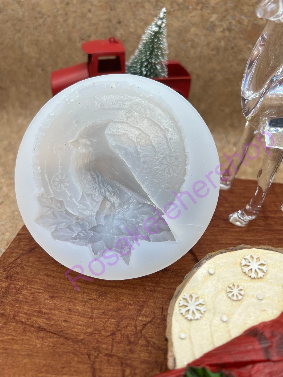 Cardinal bird Christmas ornament silicone mold
