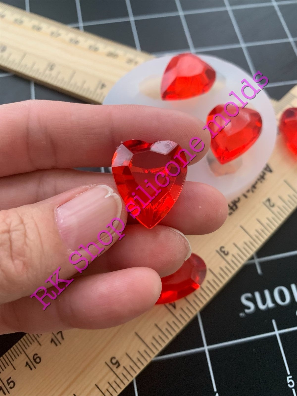 3D Shine hearts silicone mold for valentines crafts