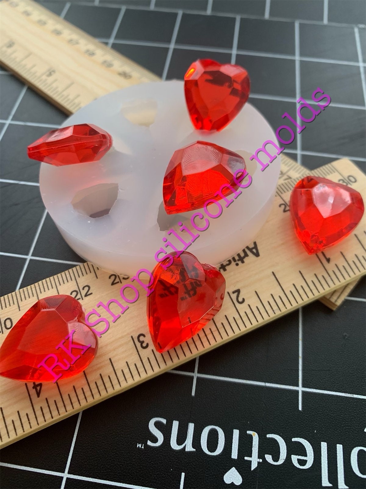 3D Shine hearts silicone mold for valentines crafts