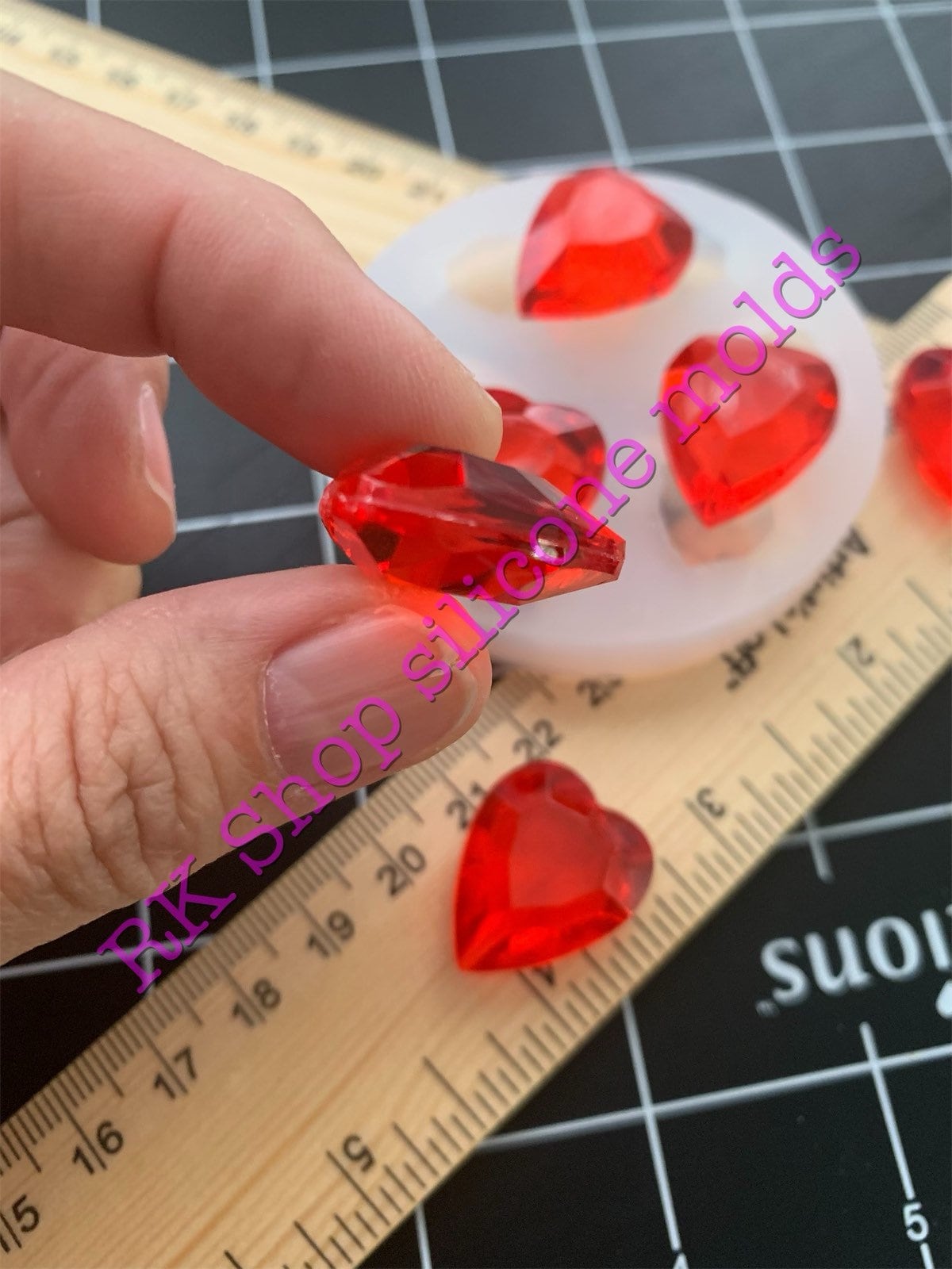 3D Shine hearts silicone mold for valentines crafts