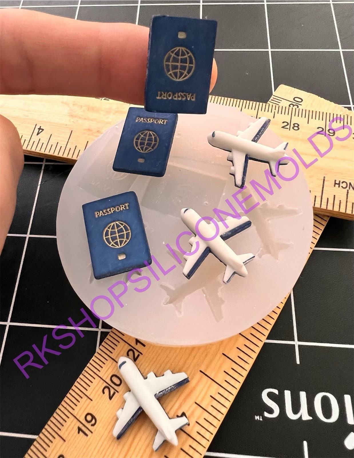 Airplane and passport silicone mold for crafts