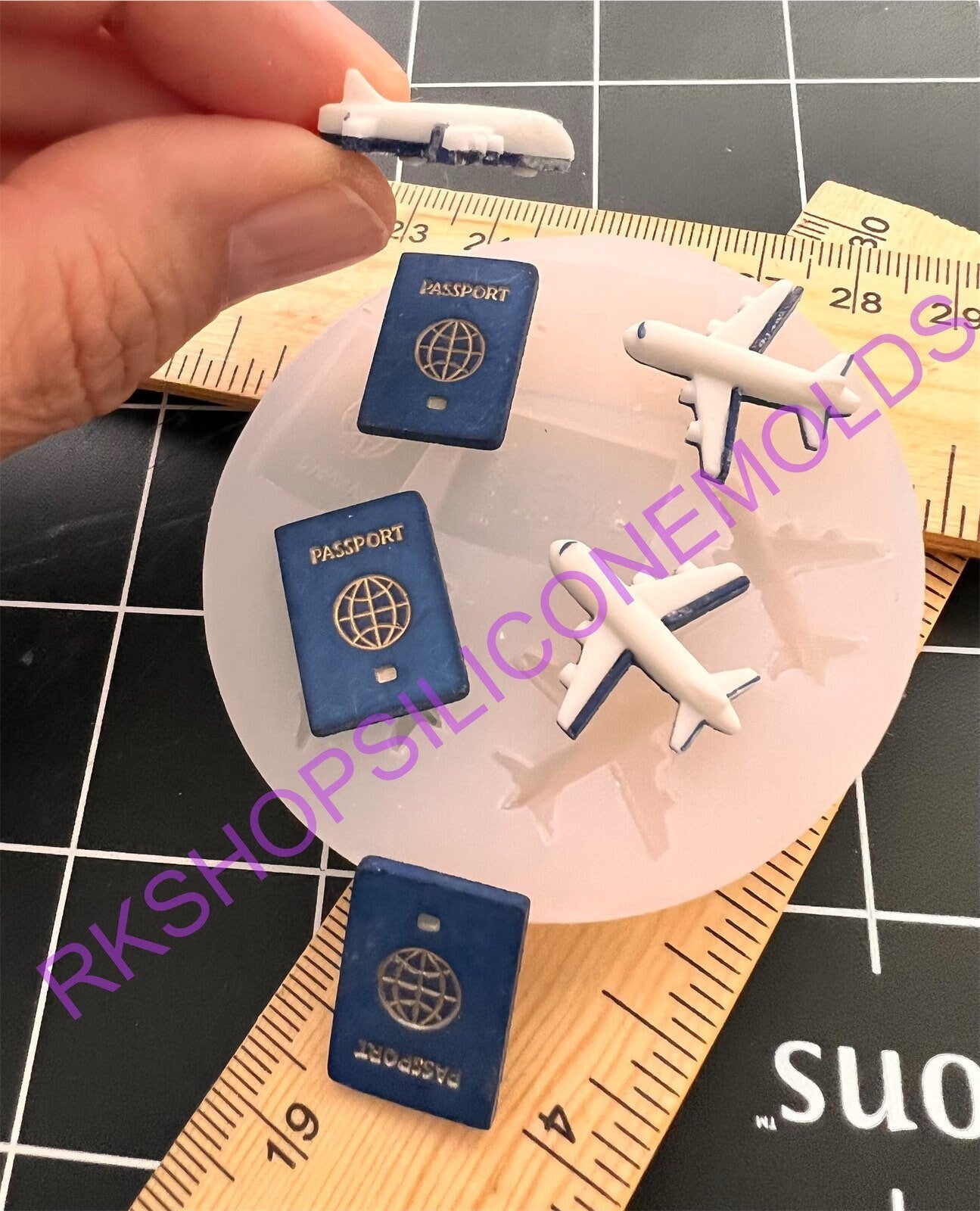 Airplane and passport silicone mold for crafts