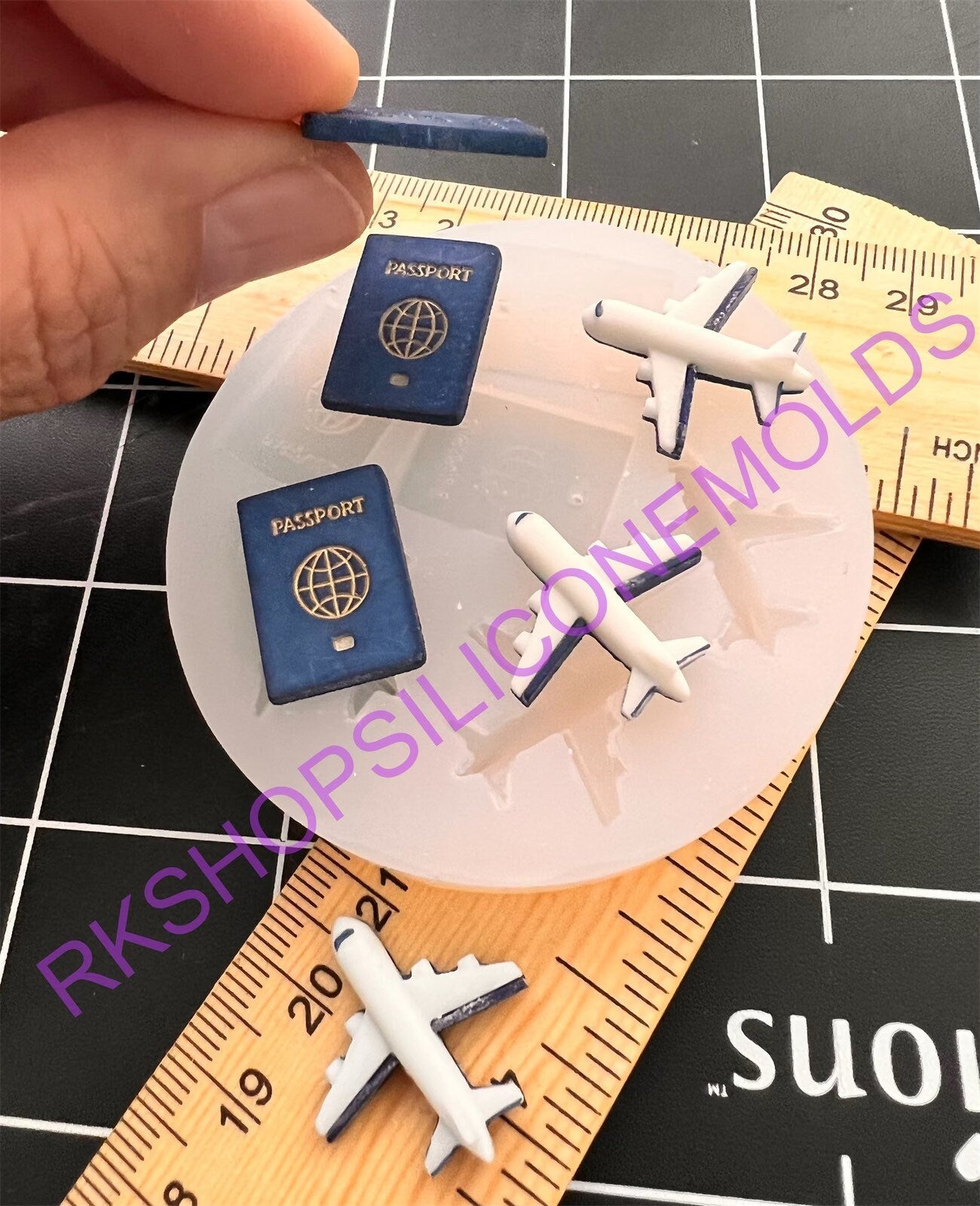 Airplane and passport silicone mold for crafts