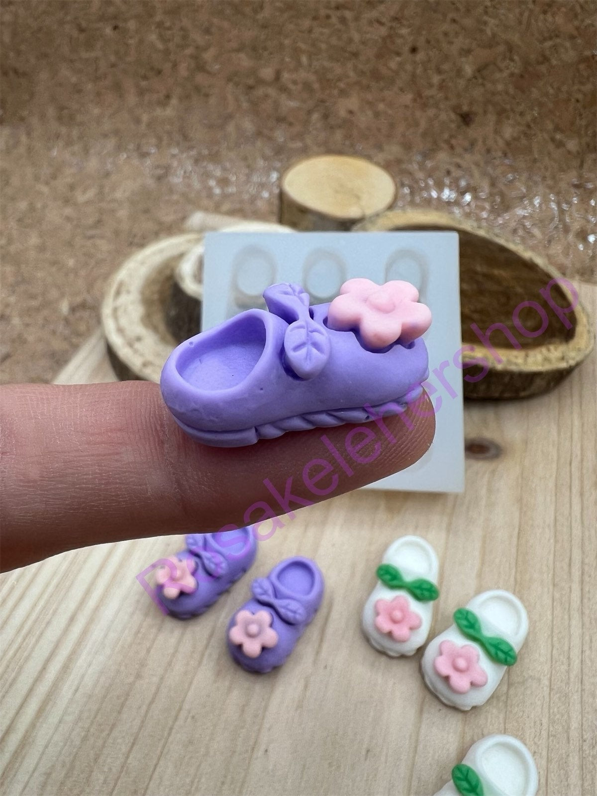 Baby slippers Shoes with Flower Silicone mold