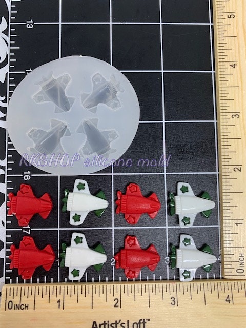 Airplane with star handmade silicone mold for crafts