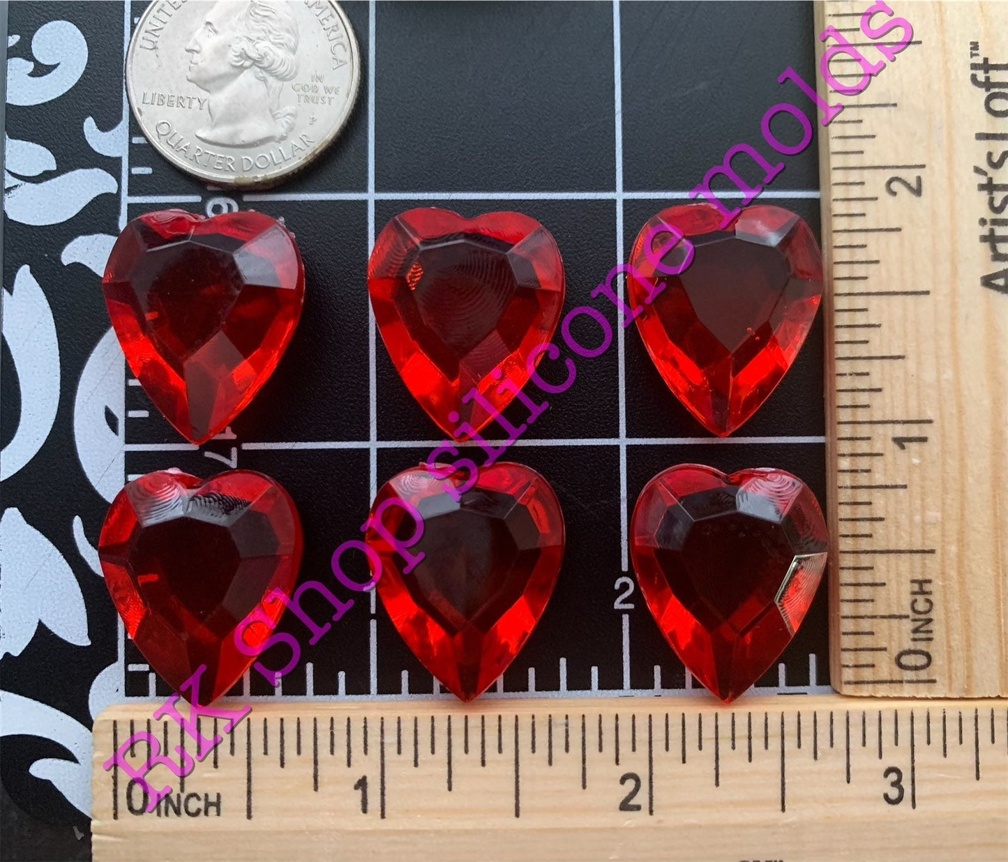 3D Shine hearts silicone mold for valentines crafts