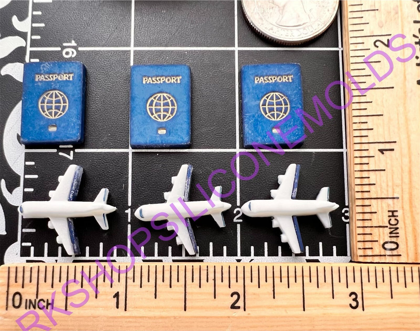 Airplane and passport silicone mold for crafts