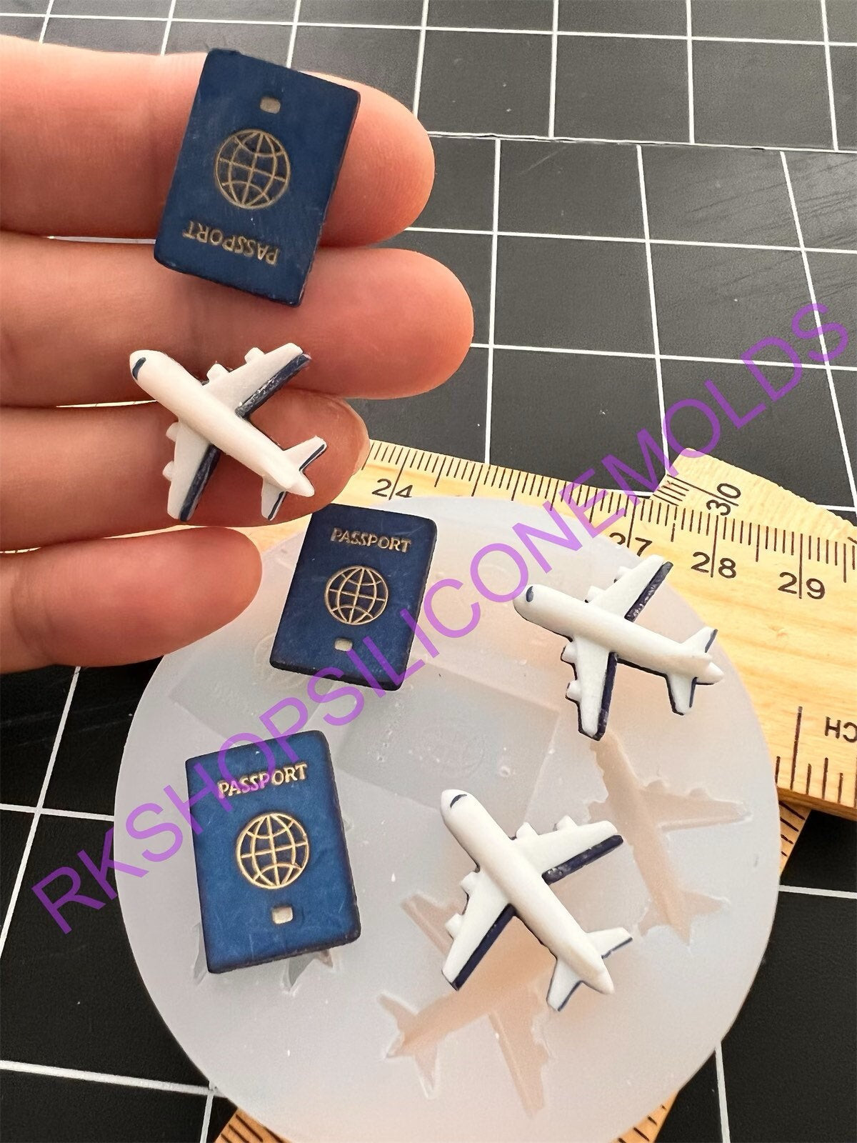 Airplane and passport handmade silicone mold for crafts