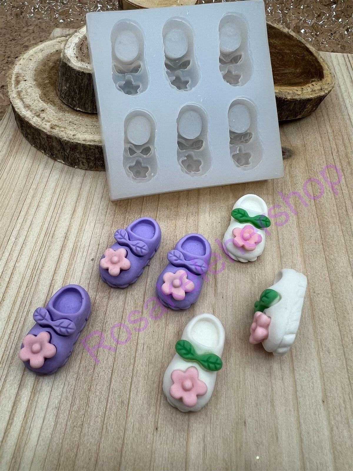 Baby slippers Shoes with Flower Silicone mold