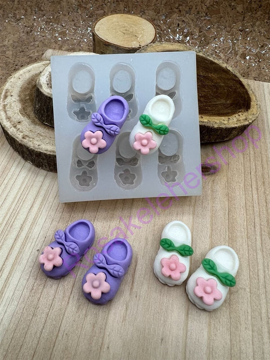 Baby slippers Shoes with Flower Silicone mold