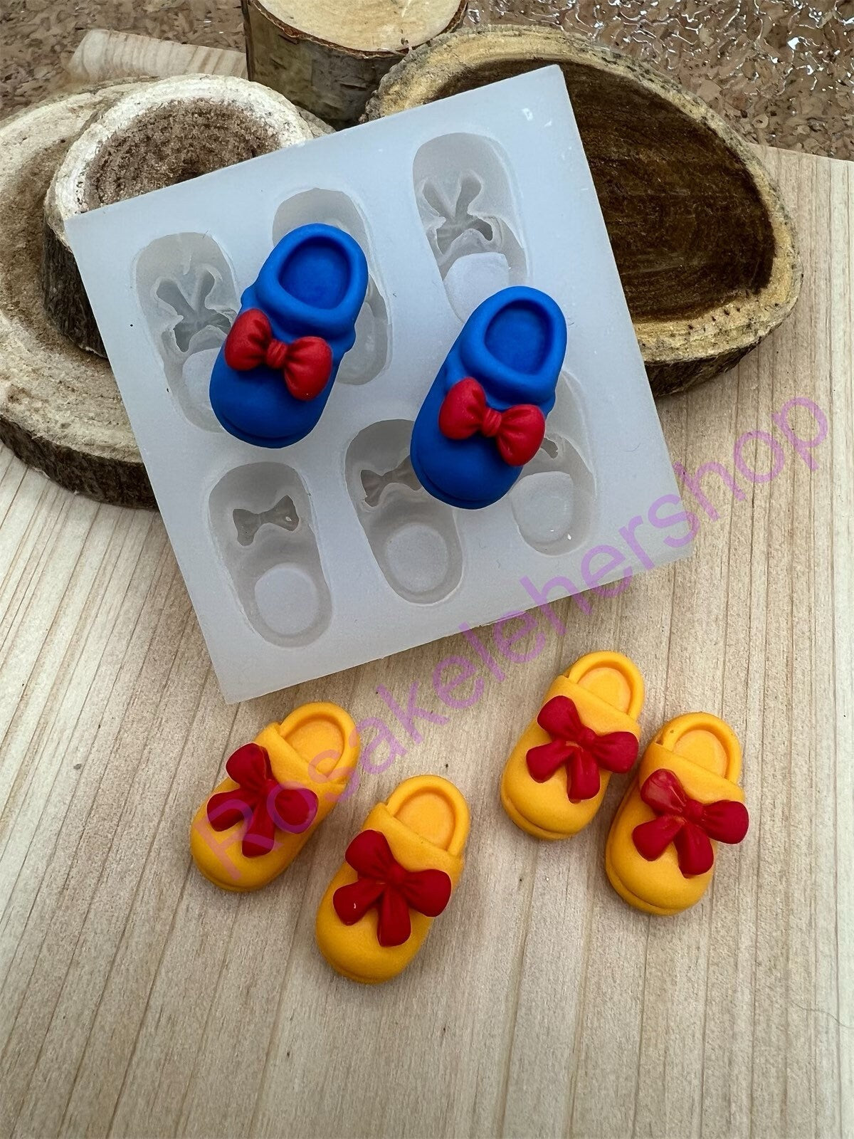 Baby slippers Shoes with bow Silicone mold