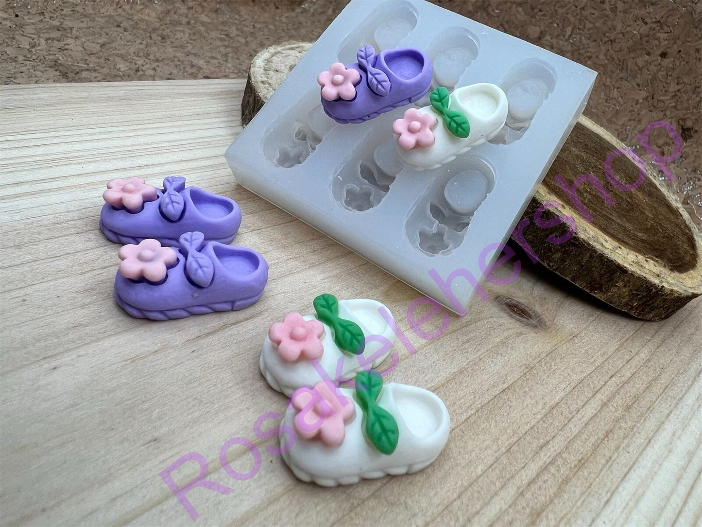 Baby slippers Shoes with Flower Silicone mold