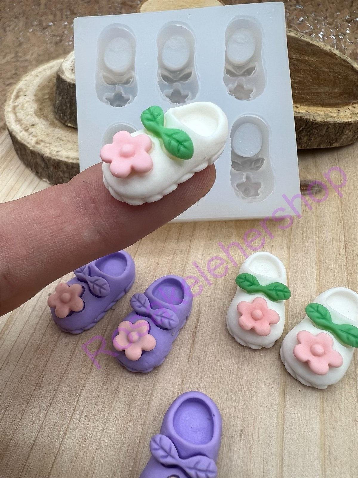 Baby slippers Shoes with Flower Silicone mold