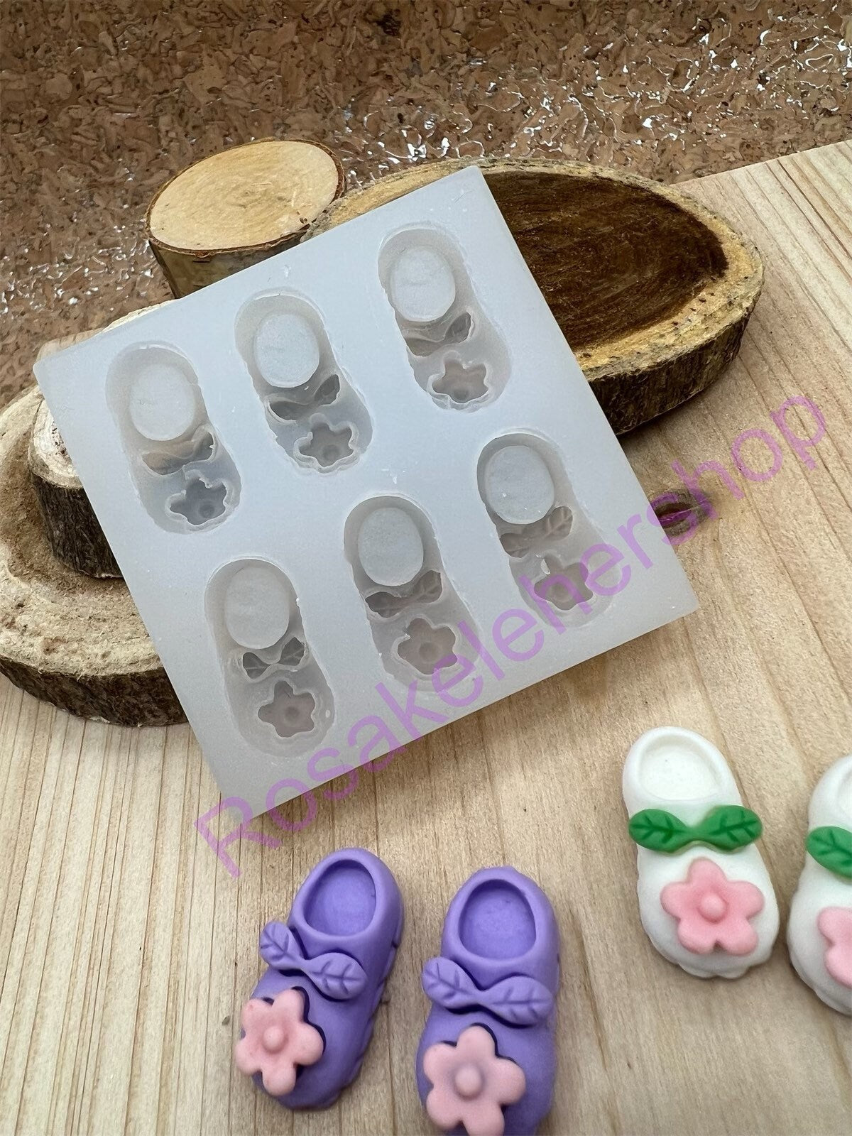 Baby slippers Shoes with Flower Silicone mold